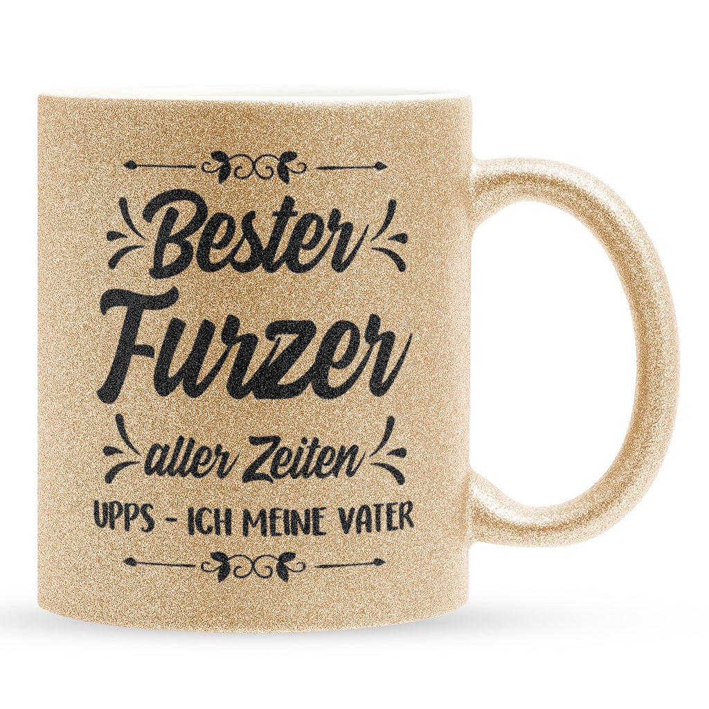 Papa Geschenk Vatertag, Vater Glitzertasse Gold Geburtstag, von Tochter und Sohn, Weihnachten Geschenke Männer, Kaffeetasse Tee Haferl-Glitzertasse Gold 320ml-22Feels