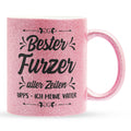 Papa Geschenk Vatertag, Vater Glitzertasse Pink Geburtstag, von Tochter und Sohn, Weihnachten Geschenke Männer, Kaffeetasse Tee Haferl-Glitzertasse Pink 320ml-22Feels