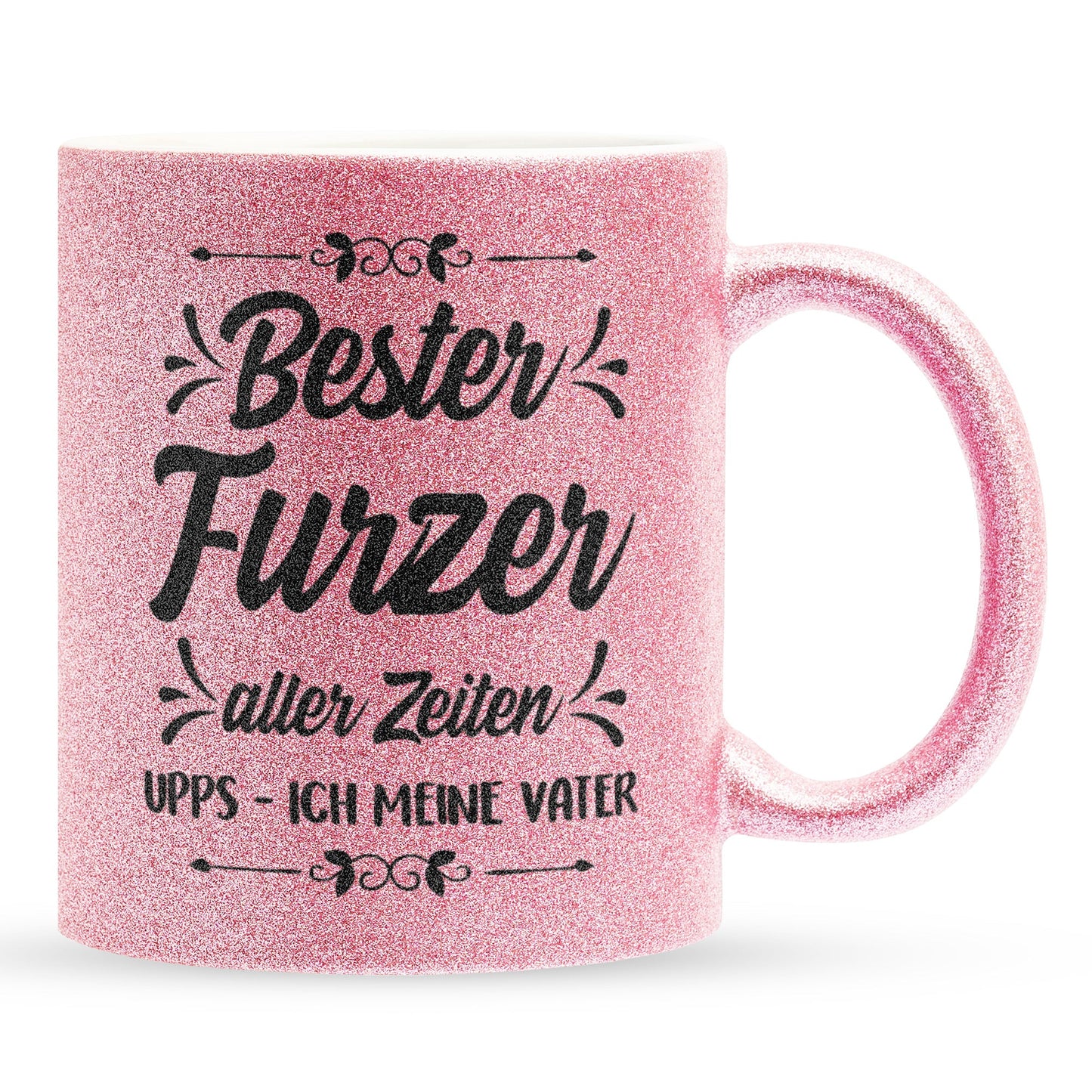 Papa Geschenk Vatertag, Vater Glitzertasse Pink Geburtstag, von Tochter und Sohn, Weihnachten Geschenke Männer, Kaffeetasse Tee Haferl-Glitzertasse Pink 320ml-22Feels