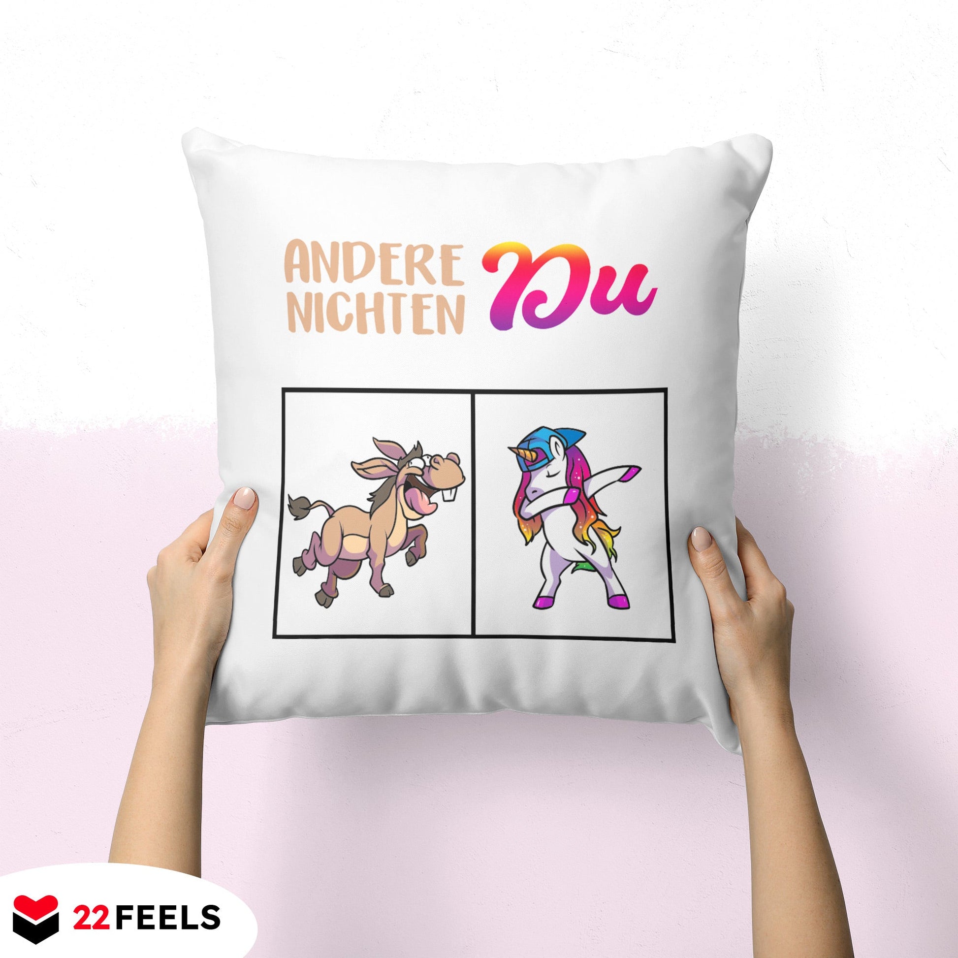 22Feels® Nichte Geschenk - Einhorn Kissen mit Spruch (Weiss 40x40cm)-Kissen Weiss 40x40-22Feels