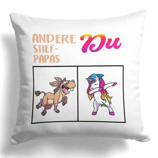 22Feels® Stiefvater Geschenk - Kissen mit Spruch (Weiss 40x40cm)-Kissen Weiss 40x40-22Feels