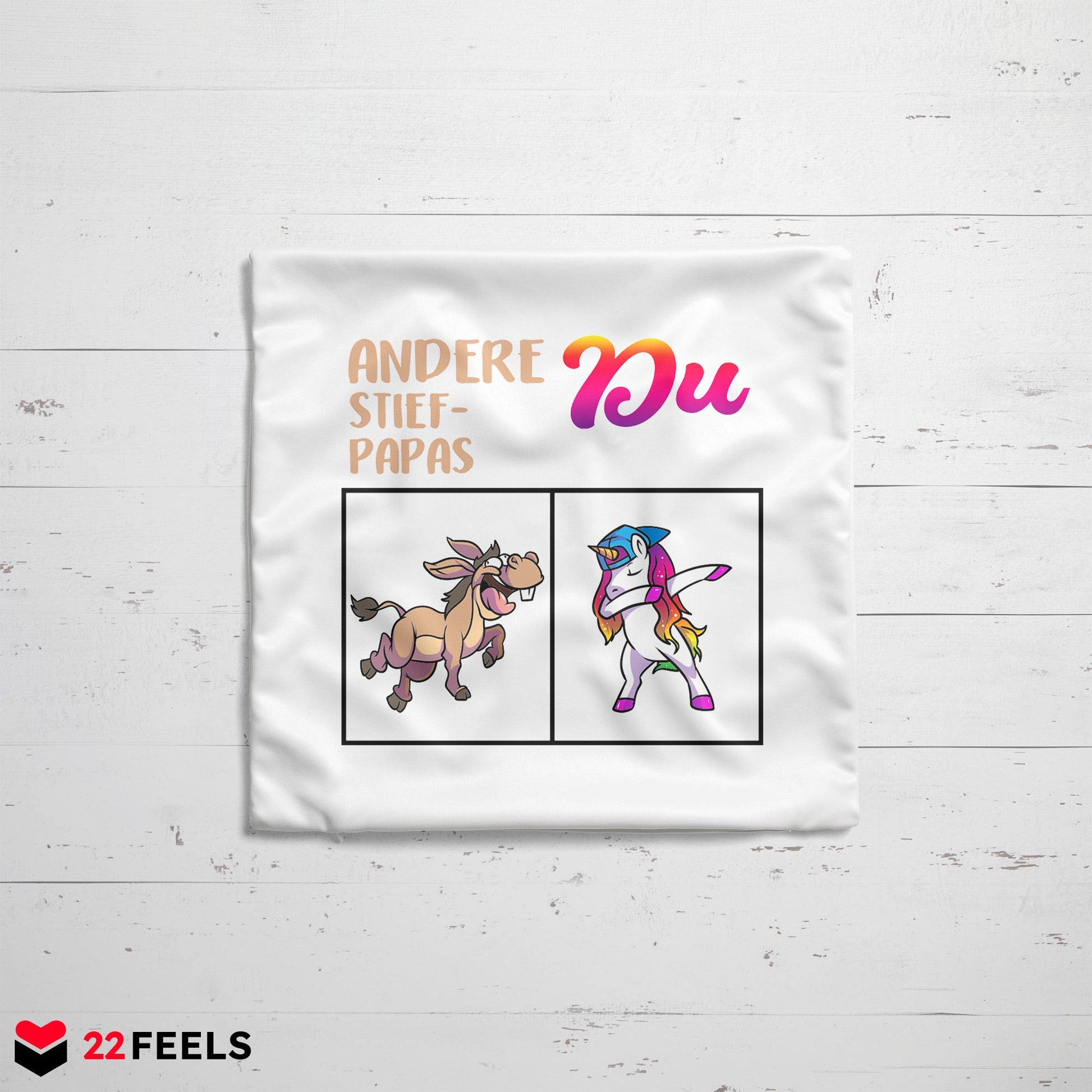 22Feels® Stiefvater Geschenk - Kissen mit Spruch (Weiss 40x40cm)-Kissen Weiss 40x40-22Feels