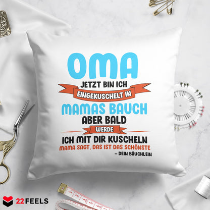 22Feels® Du Wirst Oma Frauen Schwangerschaft Geschenk für werdende Grossmütter - Kissen mit Spruch (Weiss 40x40cm)-Kissen Weiss 40x40-22Feels