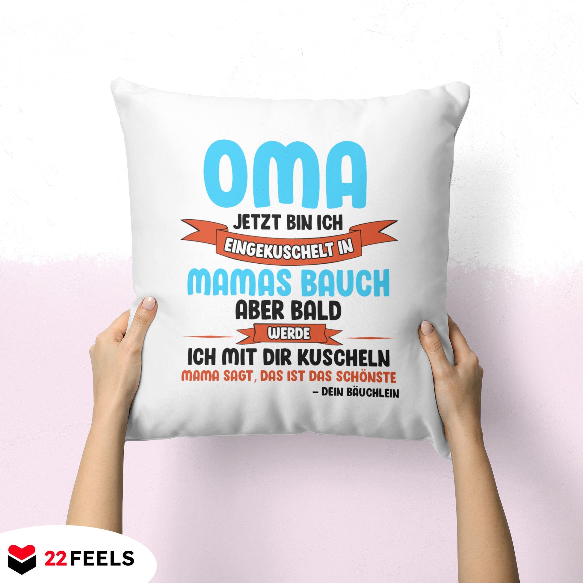 22Feels® Du Wirst Oma Frauen Schwangerschaft Geschenk für werdende Grossmütter - Kissen mit Spruch (Weiss 40x40cm)-Kissen Weiss 40x40-22Feels