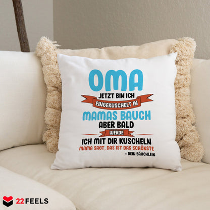 22Feels® Du Wirst Oma Frauen Schwangerschaft Geschenk für werdende Grossmütter - Kissen mit Spruch (Weiss 40x40cm)-Kissen Weiss 40x40-22Feels