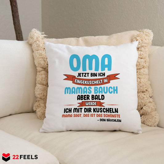 22Feels® Du Wirst Oma Frauen Schwangerschaft Geschenk für werdende Grossmütter - Kissen mit Spruch (Weiss 40x40cm)-Kissen Weiss 40x40-22Feels