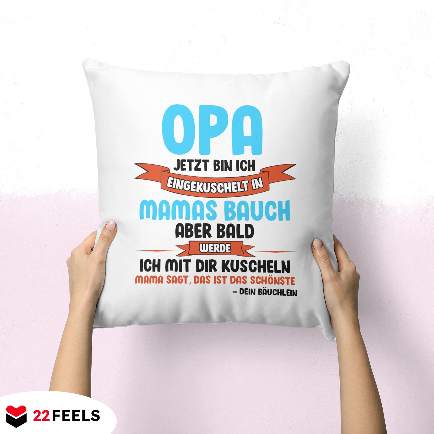 22Feels® Du Wirst Opa Männer Schwangerschaft Geschenk für werdende Grossväter - Kissen mit Spruch (Weiss 40x40cm)-Kissen Weiss 40x40-22Feels