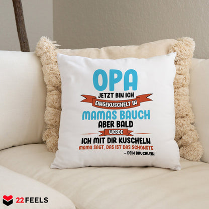 22Feels® Du Wirst Opa Männer Schwangerschaft Geschenk für werdende Grossväter - Kissen mit Spruch (Weiss 40x40cm)-Kissen Weiss 40x40-22Feels