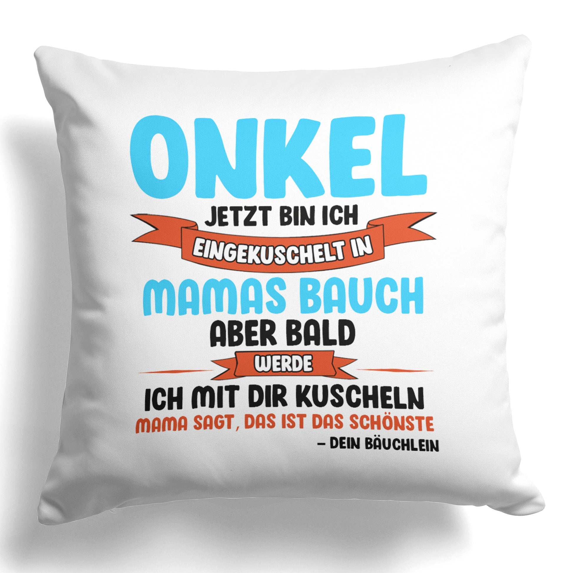 22Feels® Du Wirst Onkel Männer Schwangerschaft Geschenk - Kissen mit Spruch (Weiss 40x40cm)-Kissen Weiss 40x40-22Feels