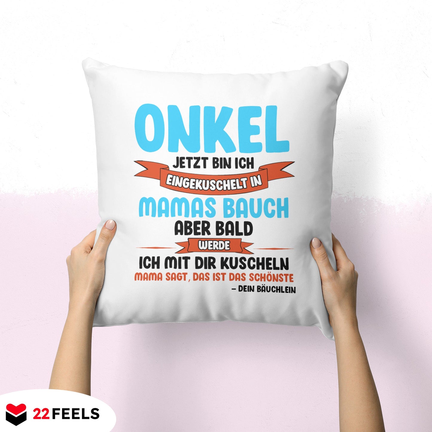 22Feels® Du Wirst Onkel Männer Schwangerschaft Geschenk - Kissen mit Spruch (Weiss 40x40cm)-Kissen Weiss 40x40-22Feels