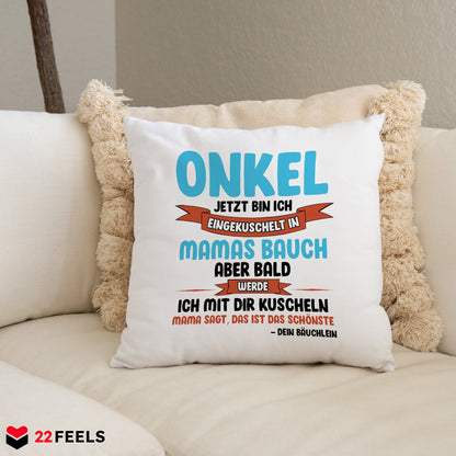 22Feels® Du Wirst Onkel Männer Schwangerschaft Geschenk - Kissen mit Spruch (Weiss 40x40cm)-Kissen Weiss 40x40-22Feels