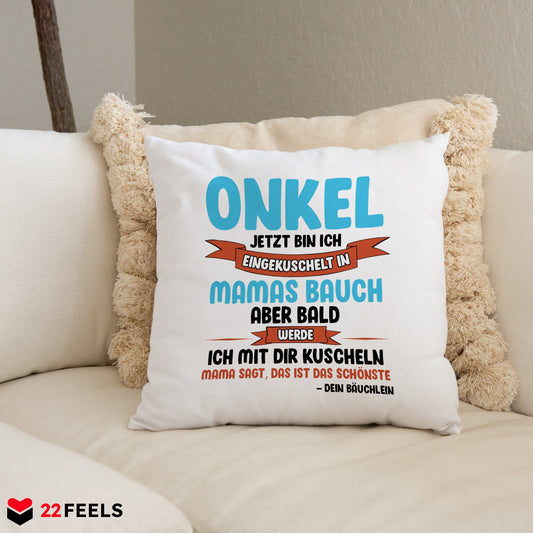 22Feels® Du Wirst Onkel Männer Schwangerschaft Geschenk - Kissen mit Spruch (Weiss 40x40cm)-Kissen Weiss 40x40-22Feels