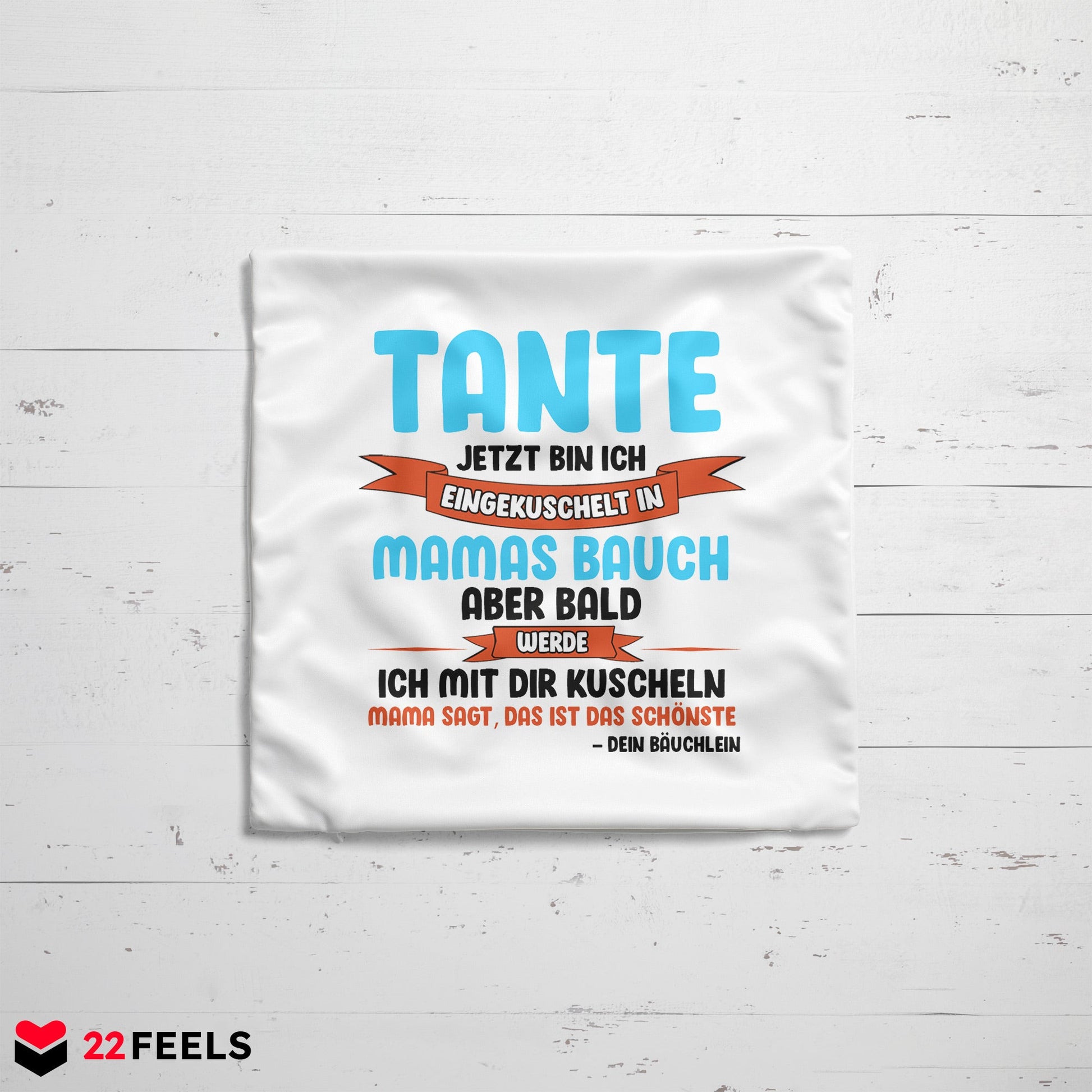 22Feels® Du Wirst Tante Frauen Schwangerschaft Geschenk - Kissen mit Spruch (Weiss 40x40cm)-Kissen Weiss 40x40-22Feels