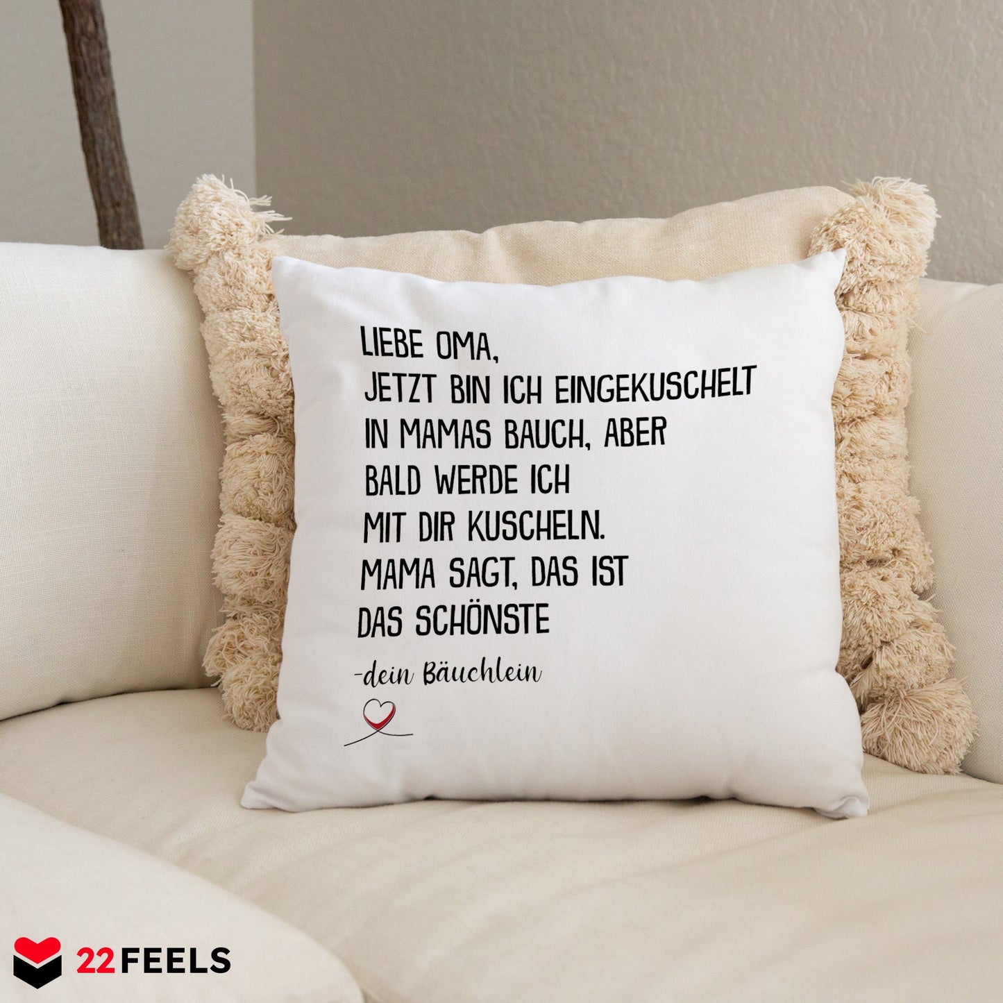22Feels® Du Wirst Oma Frauen Schwangerschaft Geschenk für werdende Grossmütter - Kissen mit Spruch (Weiss 40x40cm)-Kissen Weiss 40x40-22Feels