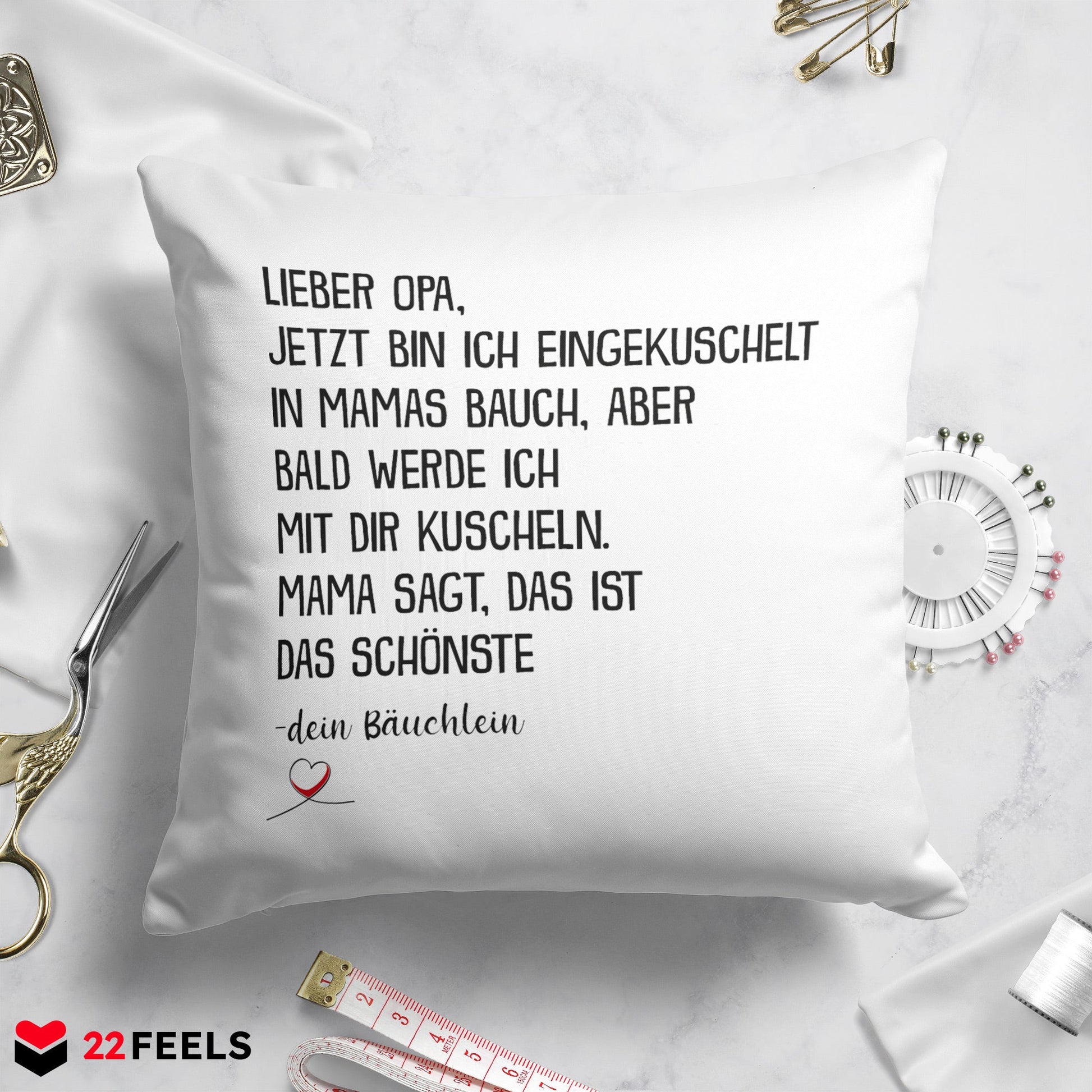 22Feels® Du Wirst Opa Männer Schwangerschaft Geschenk für werdende Grossväter - Kissen mit Spruch (Weiss 40x40cm)-Kissen Weiss 40x40-22Feels