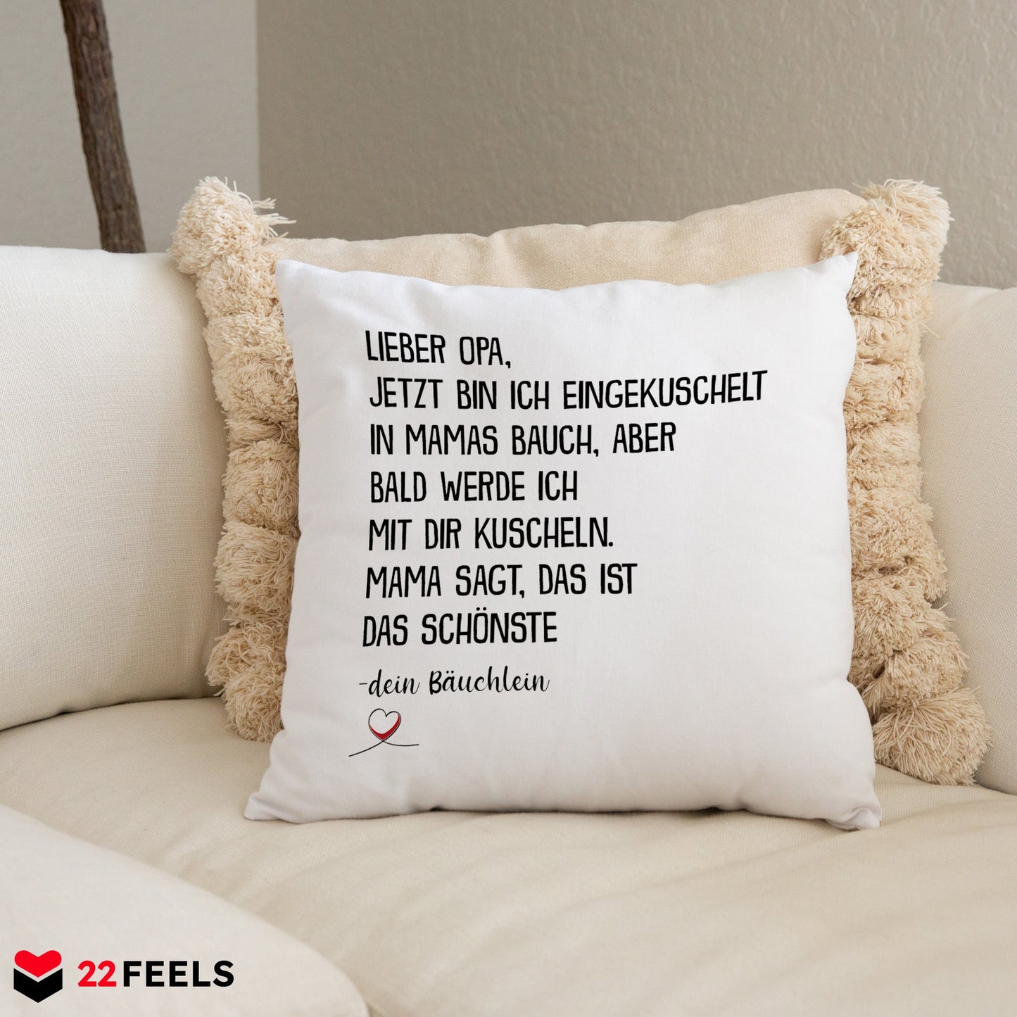 22Feels® Du Wirst Opa Männer Schwangerschaft Geschenk für werdende Grossväter - Kissen mit Spruch (Weiss 40x40cm)-Kissen Weiss 40x40-22Feels