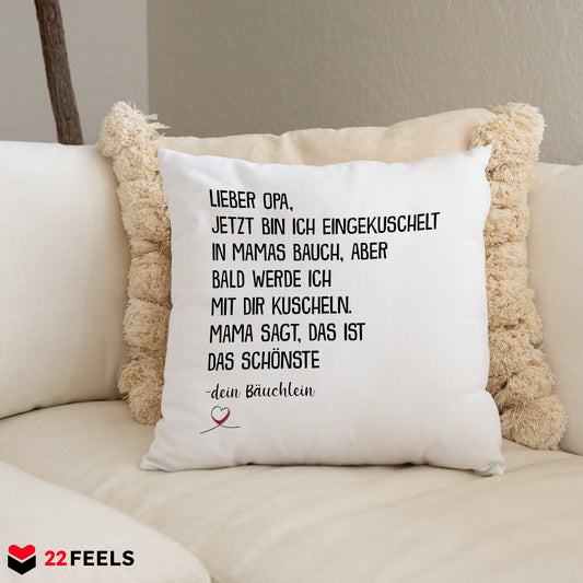 22Feels® Du Wirst Opa Männer Schwangerschaft Geschenk für werdende Grossväter - Kissen mit Spruch (Weiss 40x40cm)-Kissen Weiss 40x40-22Feels