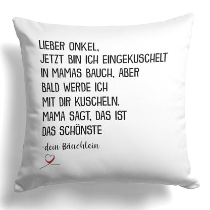 22Feels® Du Wirst Onkel Männer Schwangerschaft Geschenk - Kissen mit Spruch (Weiss 40x40cm)-Kissen Weiss 40x40-22Feels