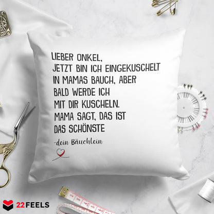 22Feels® Du Wirst Onkel Männer Schwangerschaft Geschenk - Kissen mit Spruch (Weiss 40x40cm)-Kissen Weiss 40x40-22Feels