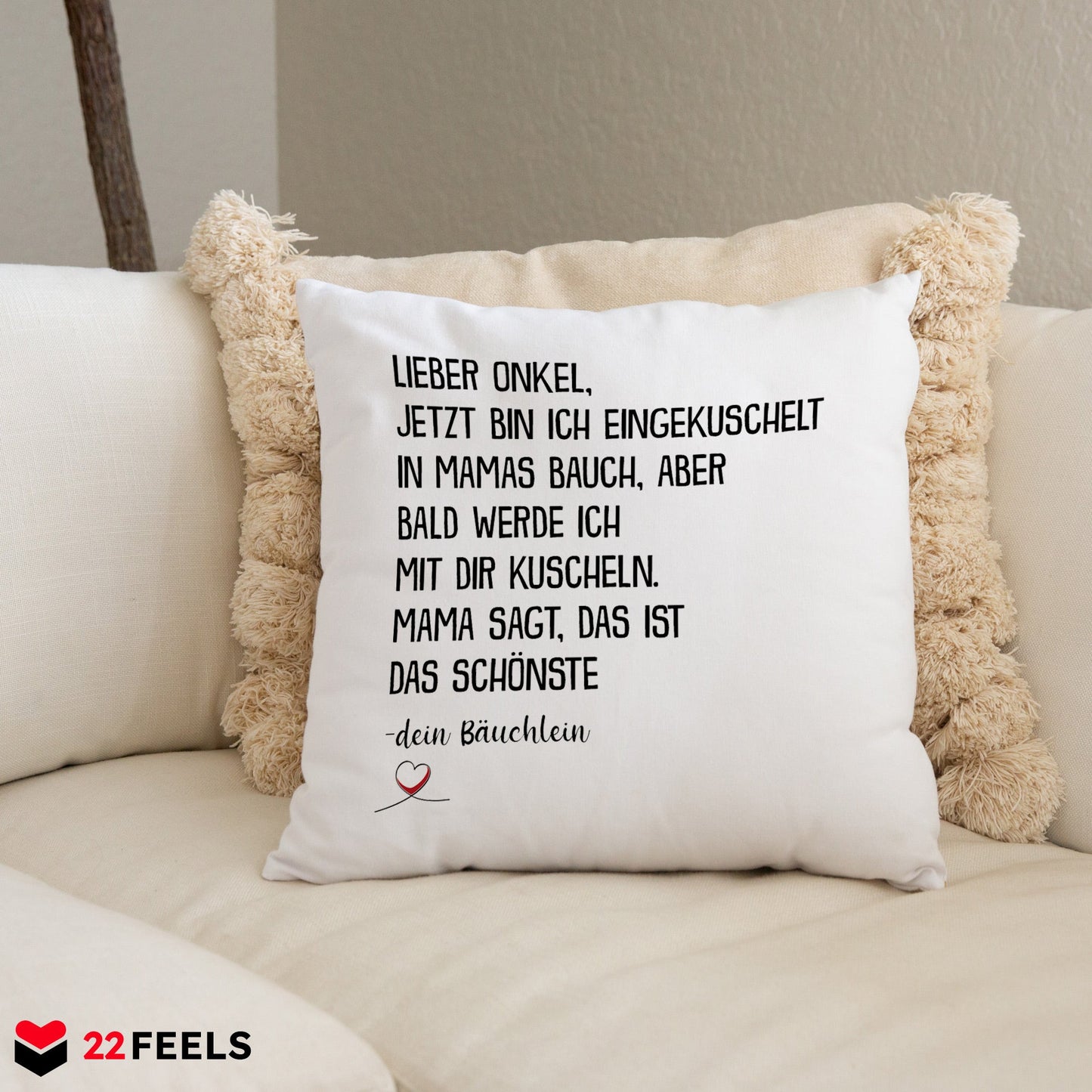 22Feels® Du Wirst Onkel Männer Schwangerschaft Geschenk - Kissen mit Spruch (Weiss 40x40cm)-Kissen Weiss 40x40-22Feels