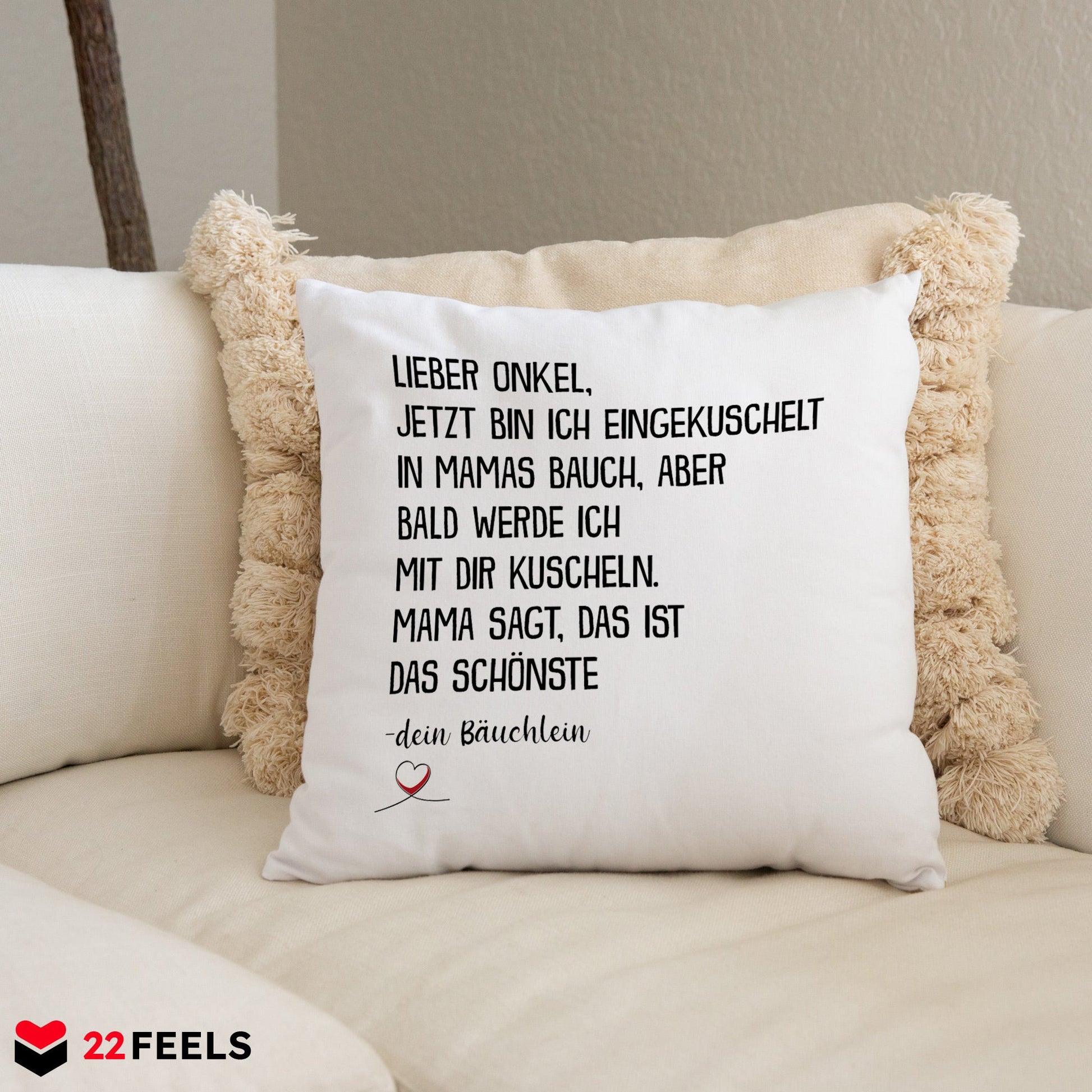 22Feels® Du Wirst Onkel Männer Schwangerschaft Geschenk - Kissen mit Spruch (Weiss 40x40cm)-Kissen Weiss 40x40-22Feels