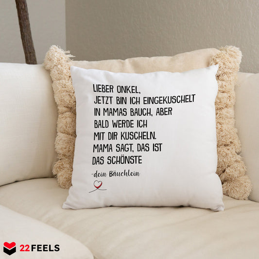 22Feels® Du Wirst Onkel Männer Schwangerschaft Geschenk - Kissen mit Spruch (Weiss 40x40cm)-Kissen Weiss 40x40-22Feels