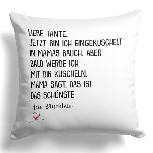 22Feels® Du Wirst Tante Frauen Schwangerschaft Geschenk - Kissen mit Spruch (Weiss 40x40cm)-Kissen Weiss 40x40-22Feels