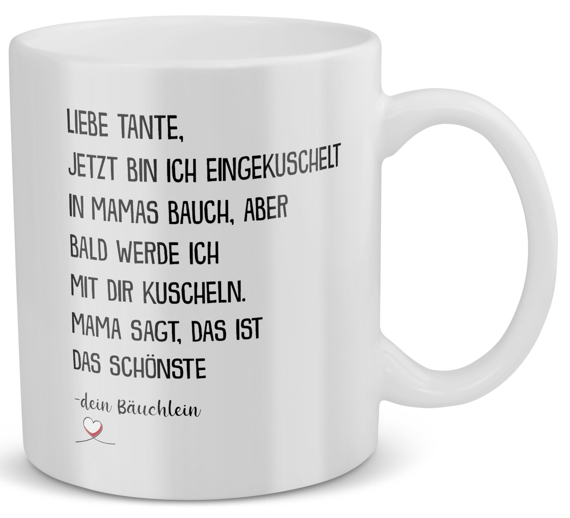 22Feels® Geschenk für werdende Tanten - Du Wirst Tante Tasse mit Spruch: Jetzt bin ich eingekuschelt (Weiss, 320ml)-Weisse Tasse 320ml-22Feels