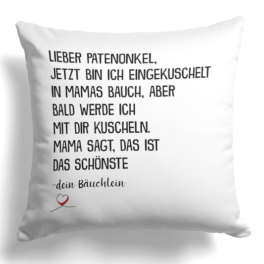 22Feels® Du Wirst Patenonkel Männer Schwangerschaft Geschenk - Kissen mit Spruch (Weiss 40x40cm)-Kissen Weiss 40x40-22Feels