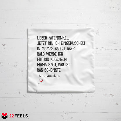 22Feels® Du Wirst Patenonkel Männer Schwangerschaft Geschenk - Kissen mit Spruch (Weiss 40x40cm)-Kissen Weiss 40x40-22Feels