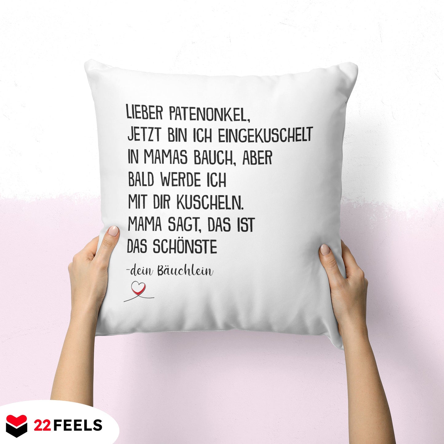 22Feels® Du Wirst Patenonkel Männer Schwangerschaft Geschenk - Kissen mit Spruch (Weiss 40x40cm)-Kissen Weiss 40x40-22Feels