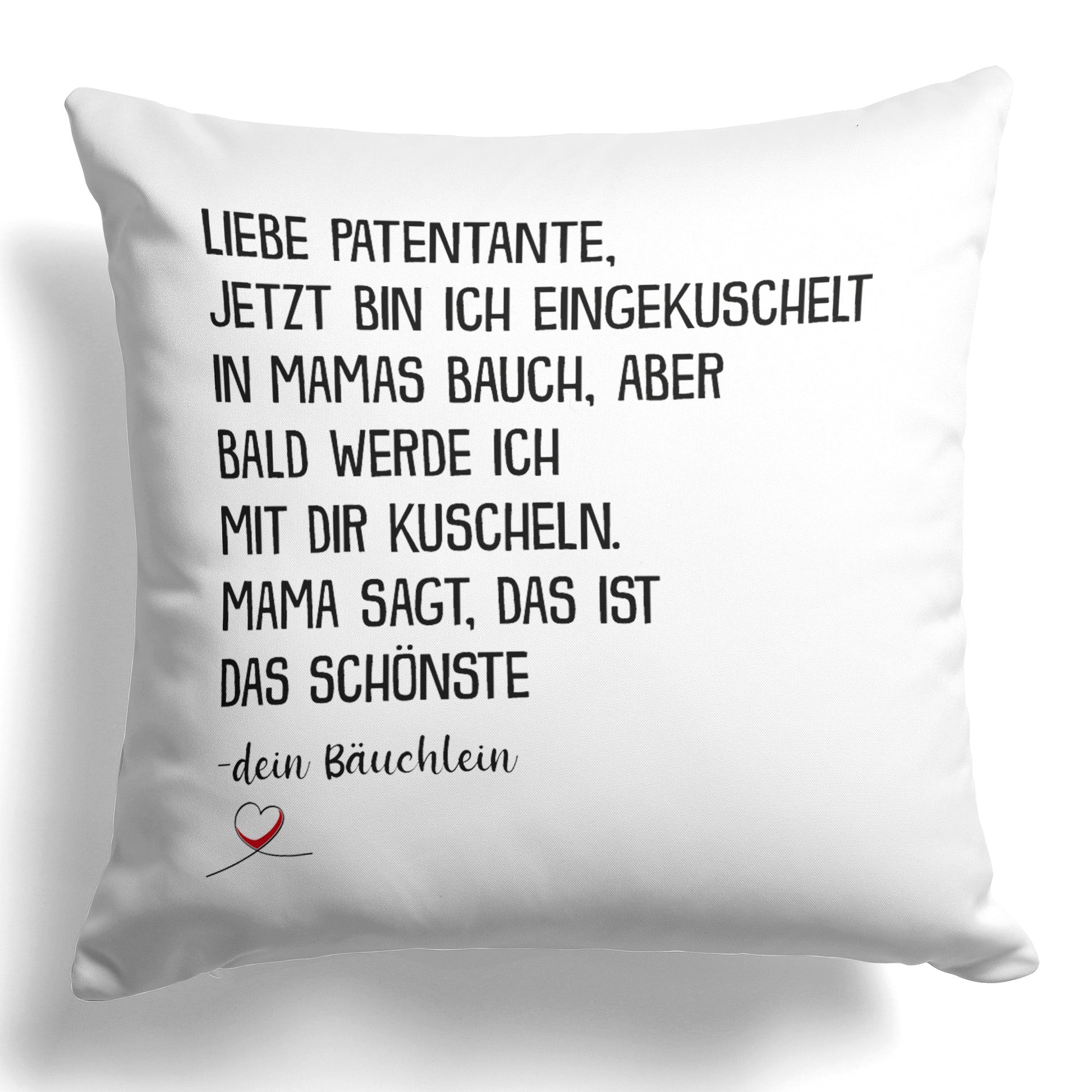 22Feels® Du Wirst Patentante Frauen Schwangerschaft Geschenk - Kissen mit Spruch (Weiss 40x40cm)-Kissen Weiss 40x40-22Feels