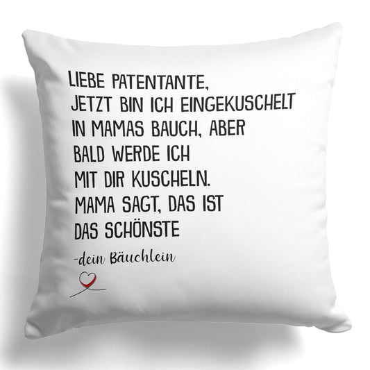 22Feels® Du Wirst Patentante Frauen Schwangerschaft Geschenk - Kissen mit Spruch (Weiss 40x40cm)-Kissen Weiss 40x40-22Feels