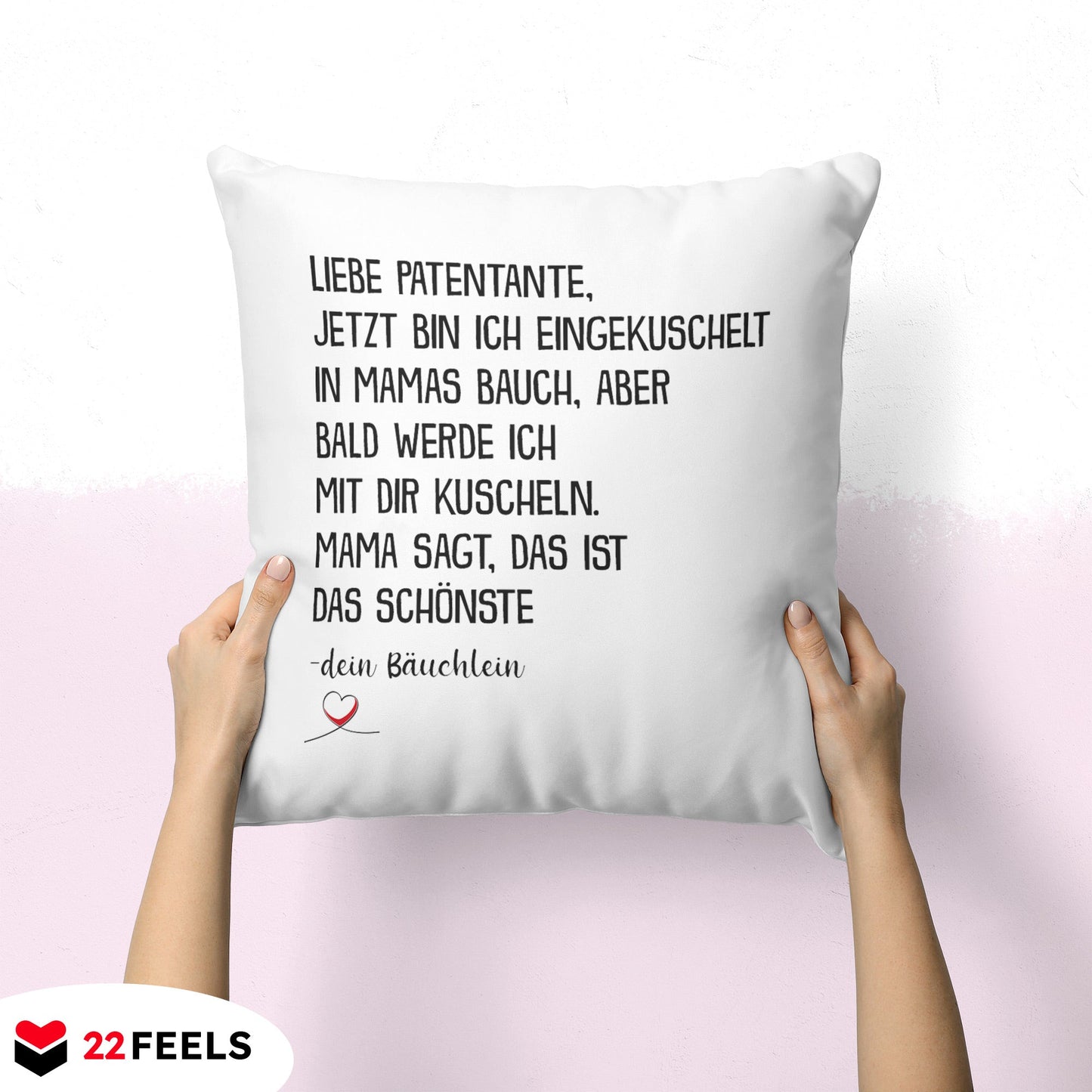 22Feels® Du Wirst Patentante Frauen Schwangerschaft Geschenk - Kissen mit Spruch (Weiss 40x40cm)-Kissen Weiss 40x40-22Feels