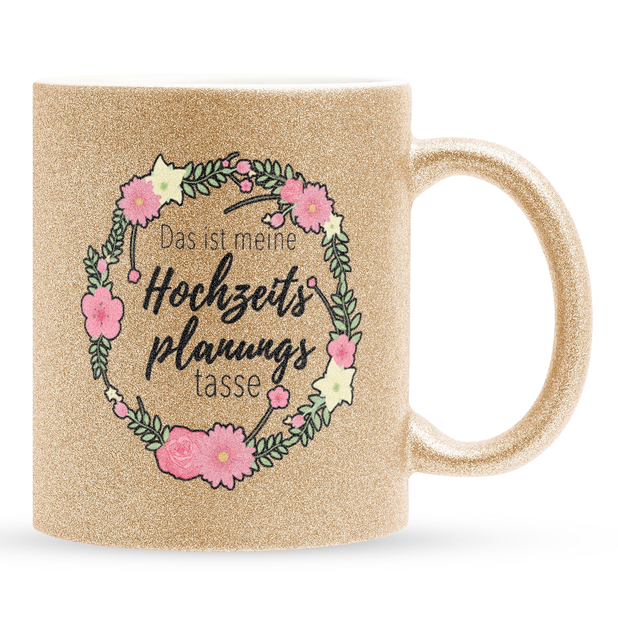 22Feels® Geschenk zur Verlobung - Glitzertasse mit Spruch (Gold, 320ml)-Glitzertasse Gold 320ml-22Feels