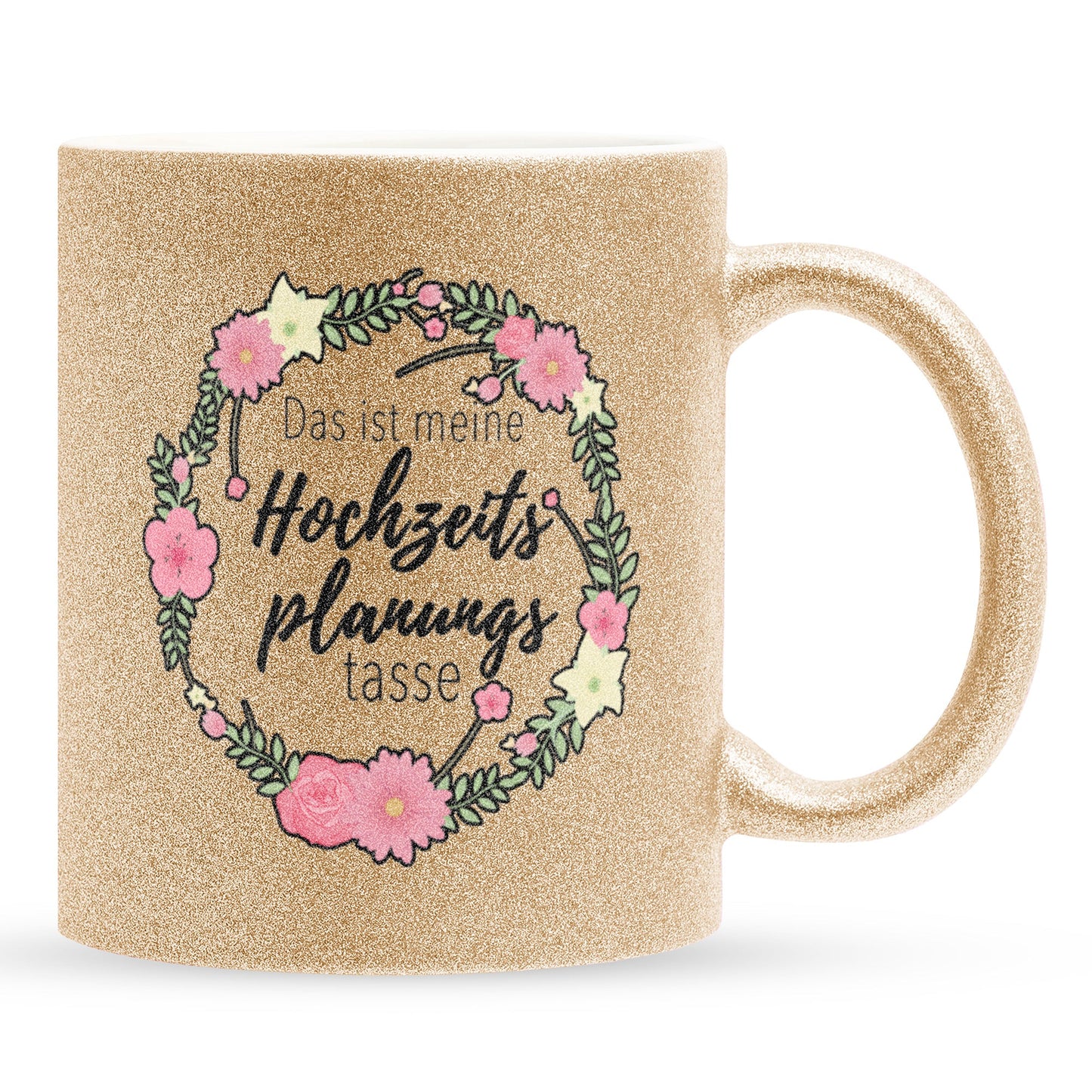 22Feels® Geschenk zur Verlobung - Glitzertasse mit Spruch (Gold, 320ml)-Glitzertasse Gold 320ml-22Feels