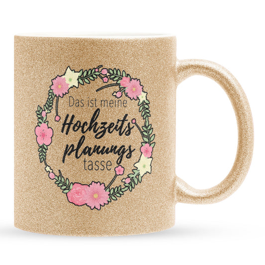 22Feels® Geschenk zur Verlobung - Glitzertasse mit Spruch (Gold, 320ml)-Glitzertasse Gold 320ml-22Feels