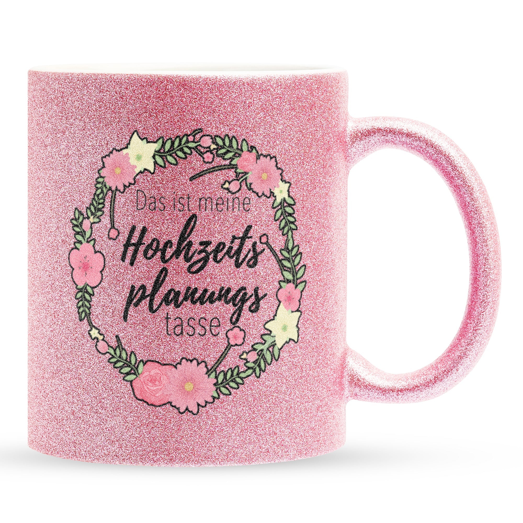 22Feels® Geschenk zur Verlobung - Glitzertasse mit Spruch (Pink, 320ml)-Glitzertasse Pink 320ml-22Feels
