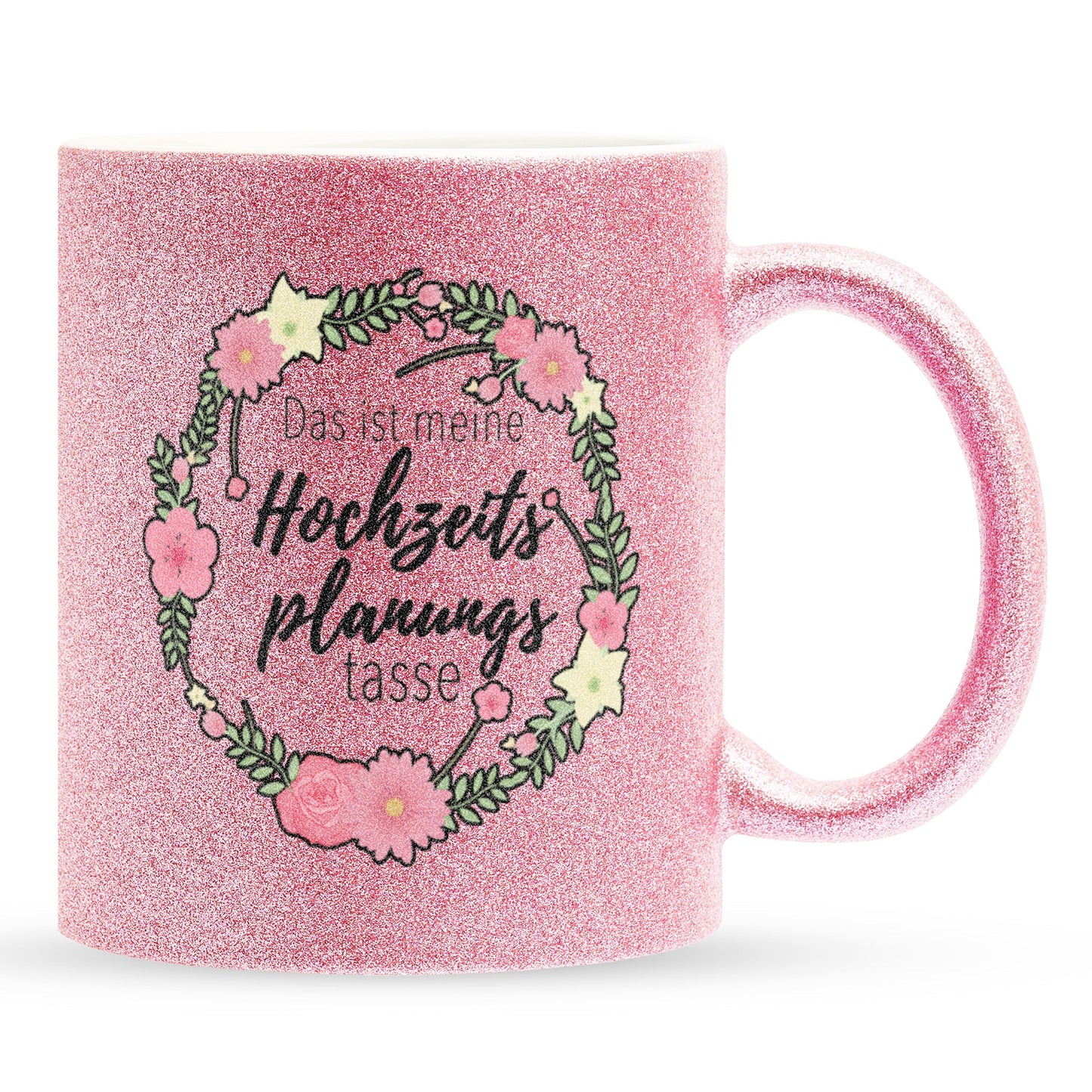 22Feels® Geschenk zur Verlobung - Glitzertasse mit Spruch (Pink, 320ml)-Glitzertasse Pink 320ml-22Feels
