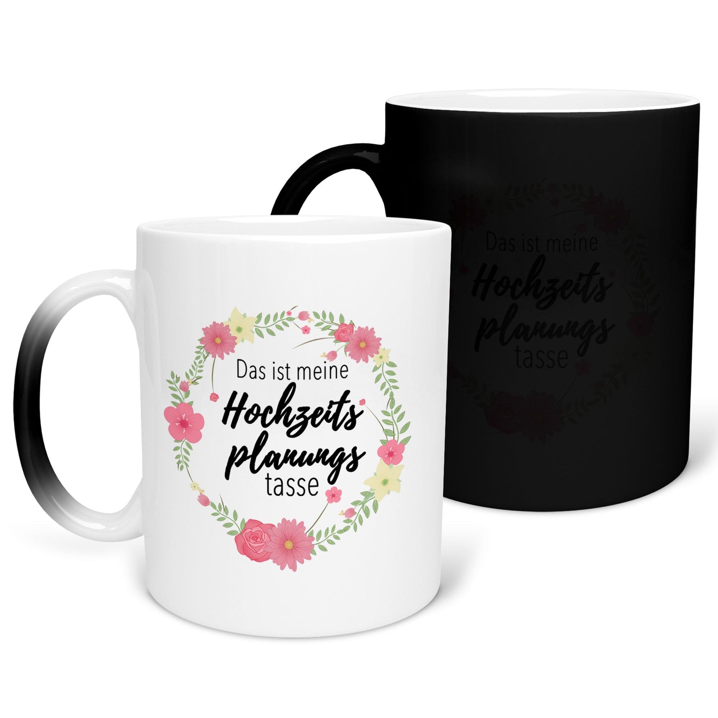22Feels® Geschenk zur Verlobung - Zaubertasse mit Spruch (Matt-Schwarz und Weiss, 320ml)-Farbwechsel Tasse Matt 320ml-22Feels