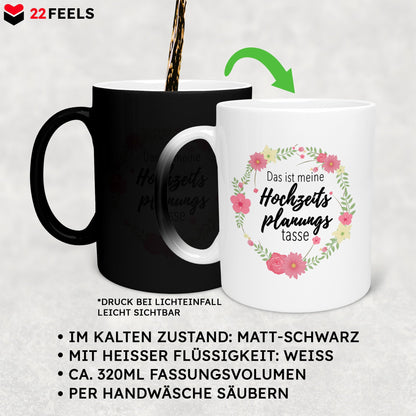 22Feels® Geschenk zur Verlobung - Zaubertasse mit Spruch (Matt-Schwarz und Weiss, 320ml)-Farbwechsel Tasse Matt 320ml-22Feels