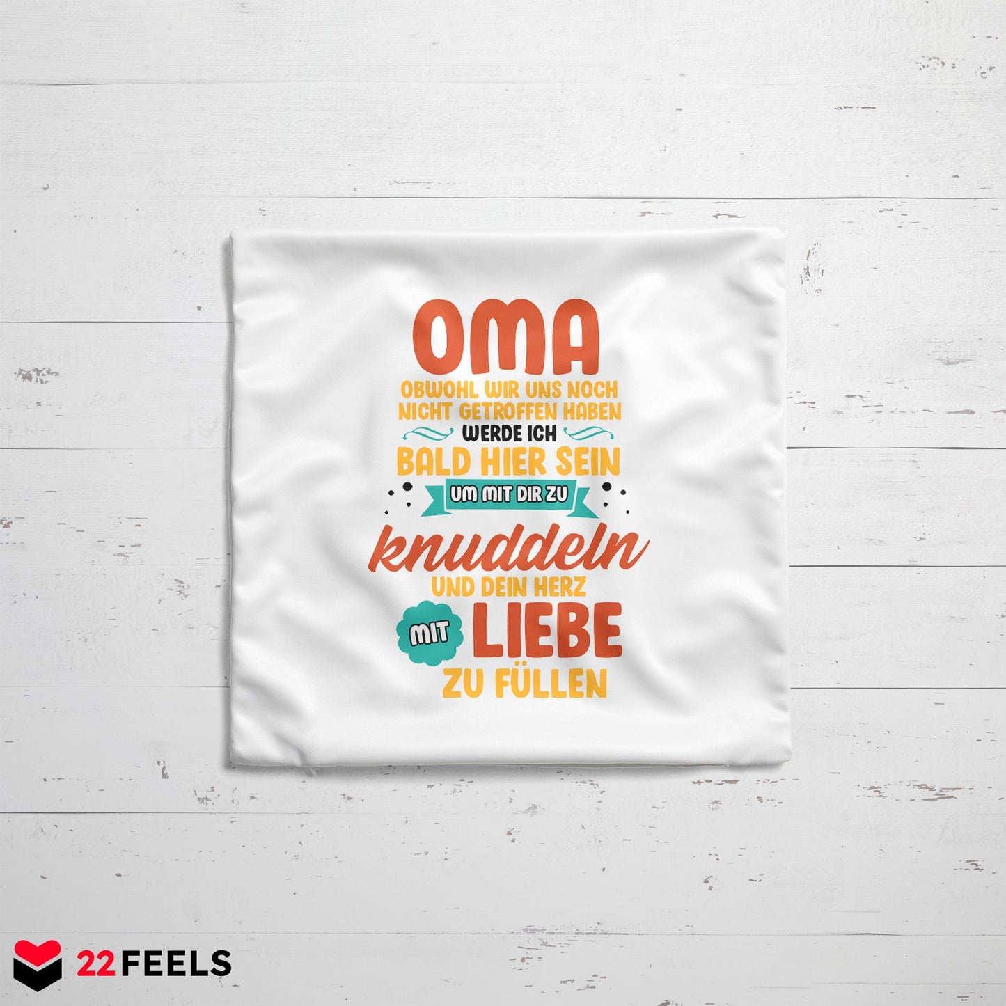 22Feels® Du Wirst Oma Frauen Schwangerschaft Geschenk für werdende Grossmütter - Kissen mit Spruch (Weiss 40x40cm)-Kissen Weiss 40x40-22Feels