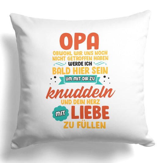 22Feels® Du Wirst Opa Männer Schwangerschaft Geschenk für werdende Grossväter - Kissen mit Spruch (Weiss 40x40cm)-Kissen Weiss 40x40-22Feels