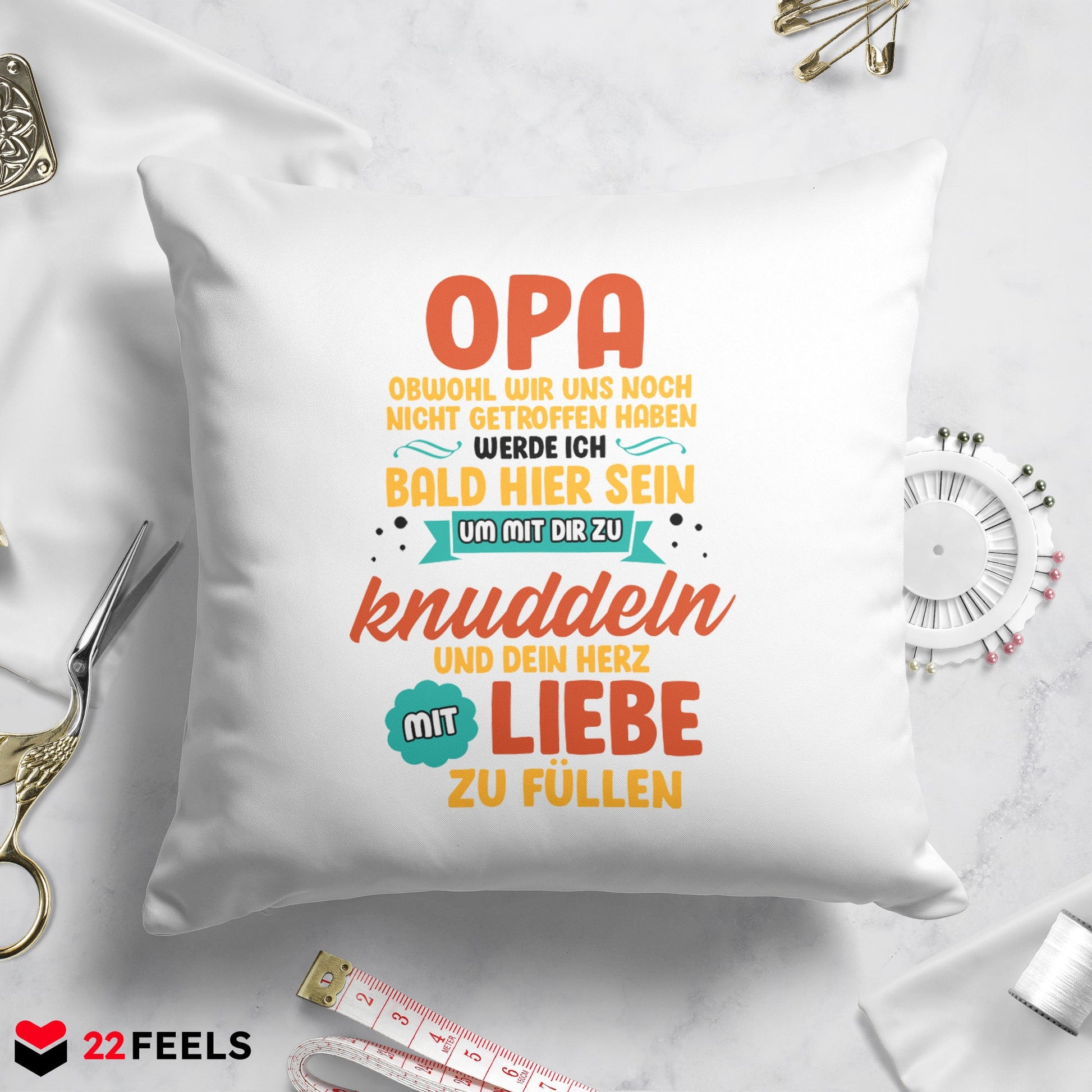 22Feels® Du Wirst Opa Männer Schwangerschaft Geschenk für werdende Grossväter - Kissen mit Spruch (Weiss 40x40cm)-Kissen Weiss 40x40-22Feels