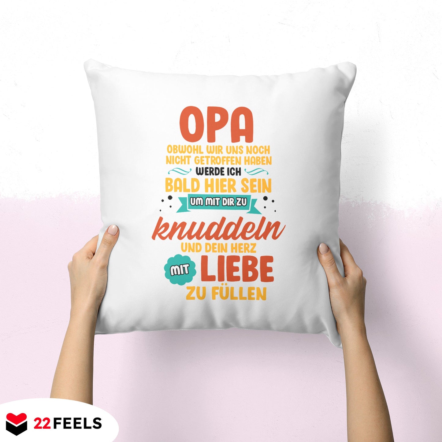 22Feels® Du Wirst Opa Männer Schwangerschaft Geschenk für werdende Grossväter - Kissen mit Spruch (Weiss 40x40cm)-Kissen Weiss 40x40-22Feels