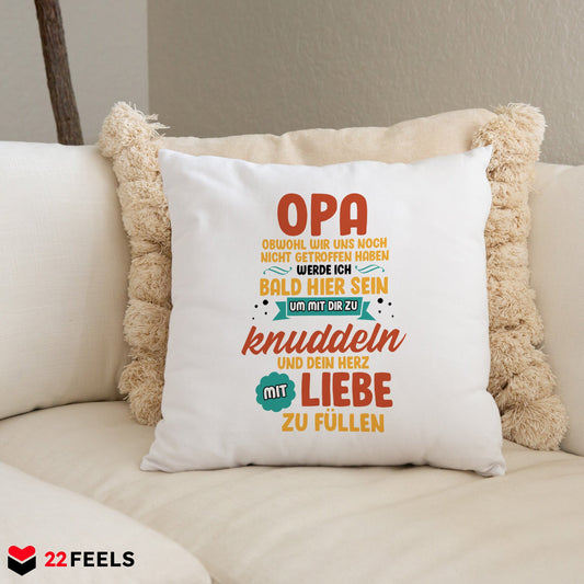 22Feels® Du Wirst Opa Männer Schwangerschaft Geschenk für werdende Grossväter - Kissen mit Spruch (Weiss 40x40cm)-Kissen Weiss 40x40-22Feels