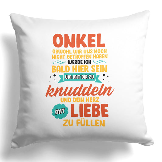 22Feels® Du Wirst Onkel Männer Schwangerschaft Geschenk - Kissen mit Spruch (Weiss 40x40cm)-Kissen Weiss 40x40-22Feels