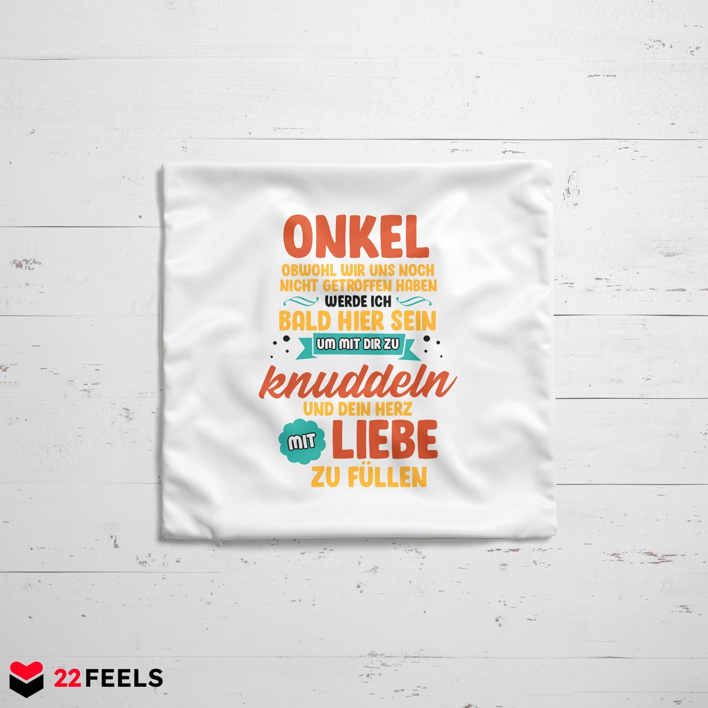 22Feels® Du Wirst Onkel Männer Schwangerschaft Geschenk - Kissen mit Spruch (Weiss 40x40cm)-Kissen Weiss 40x40-22Feels
