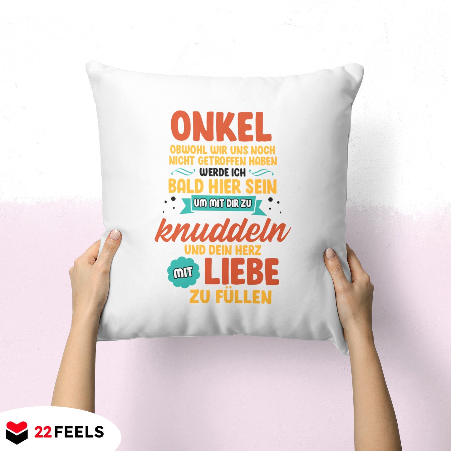 22Feels® Du Wirst Onkel Männer Schwangerschaft Geschenk - Kissen mit Spruch (Weiss 40x40cm)-Kissen Weiss 40x40-22Feels