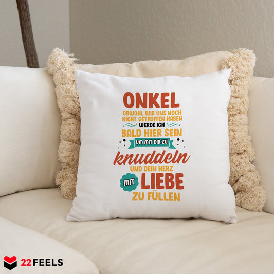 22Feels® Du Wirst Onkel Männer Schwangerschaft Geschenk - Kissen mit Spruch (Weiss 40x40cm)-Kissen Weiss 40x40-22Feels